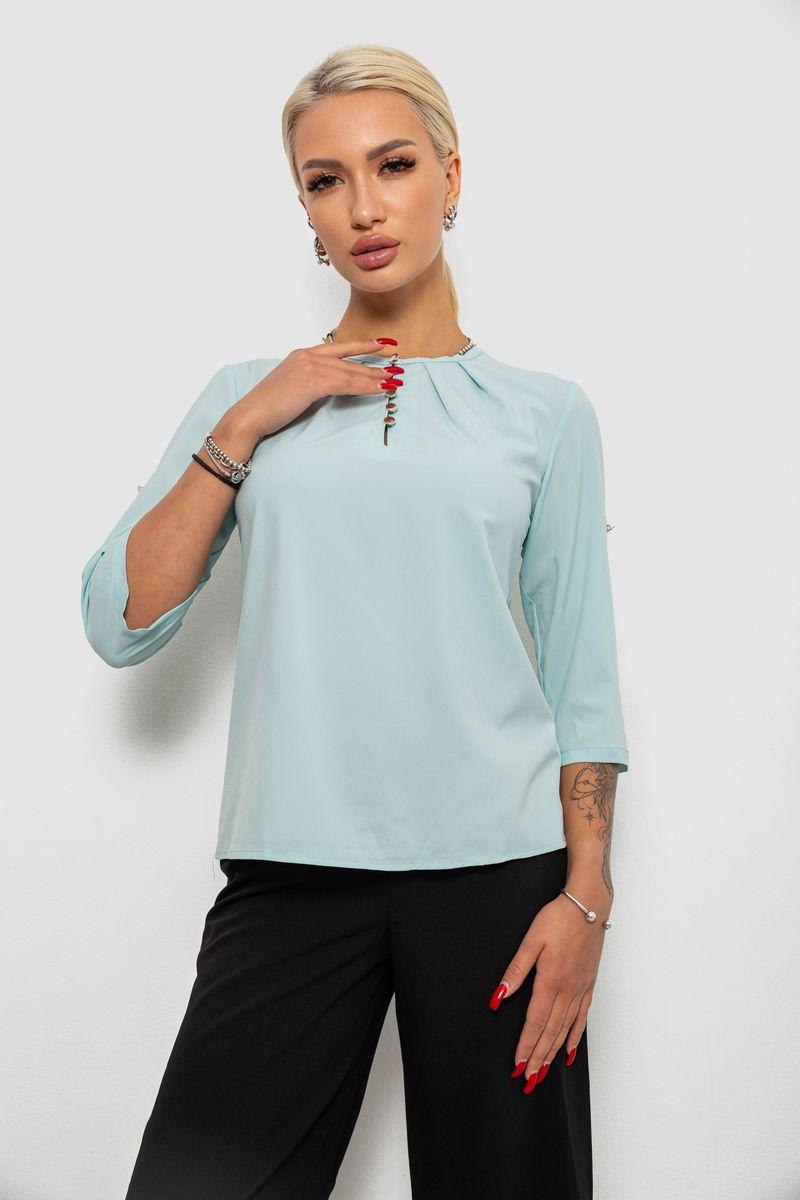 Блуза однотонна, колір м'ятний, 230R1121-1, фото 1