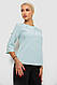 Блуза однотонна, колір м'ятний, 230R1121-1, фото 3