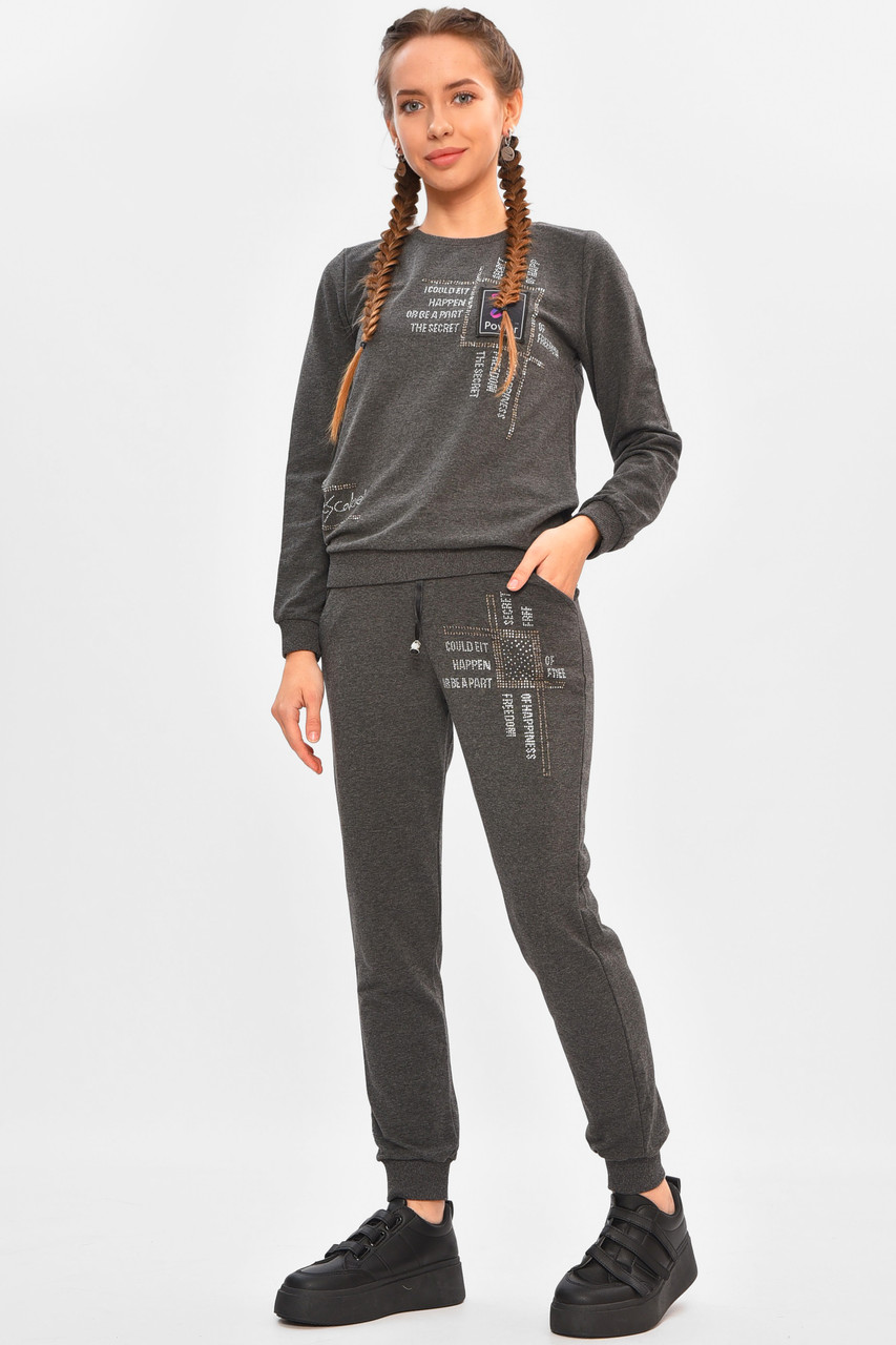 Спортивний костюм підлітковий для дівчинки темно-сірого кольору 206752M, фото 1