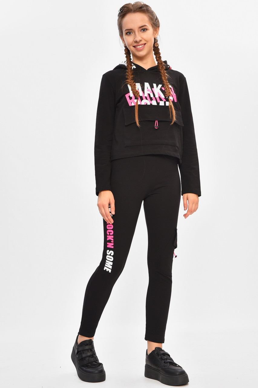 Спортивний костюм підлітковий для дівчинки чорного кольору 206792M, фото 1
