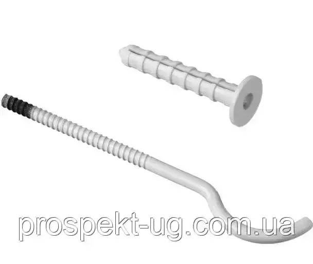 Кронштейн для чавунного радіатора 10х250 мм круглий з дюбелем, фото 1