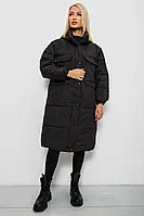 Жіноча Зимова Куртка Чорна Однотонна Довга З Капюшоном На Синтепоні Ager Shopingo