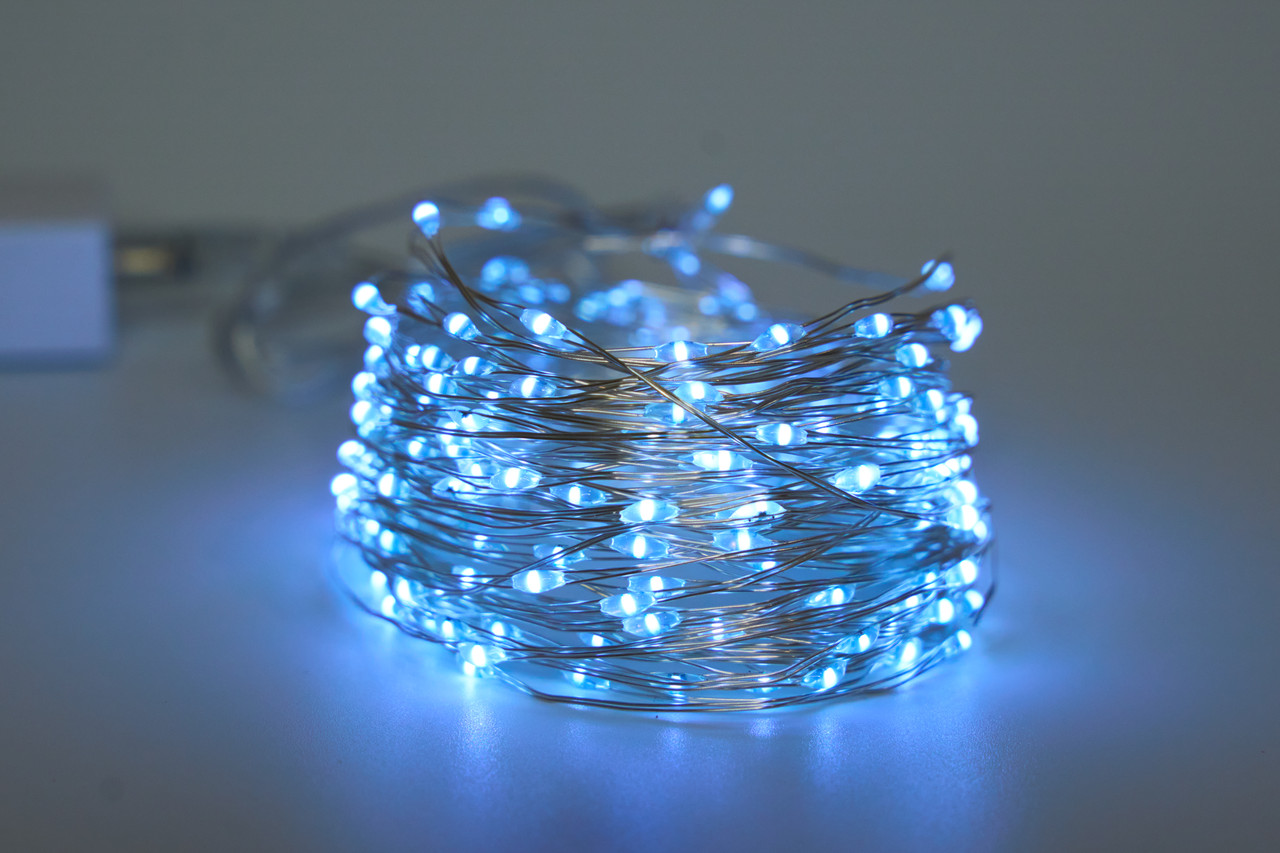 Світлодіодна гірлянда-нитка з павер банком, 10 м, 200 л, холодний білий, IP20 (720582), фото 1