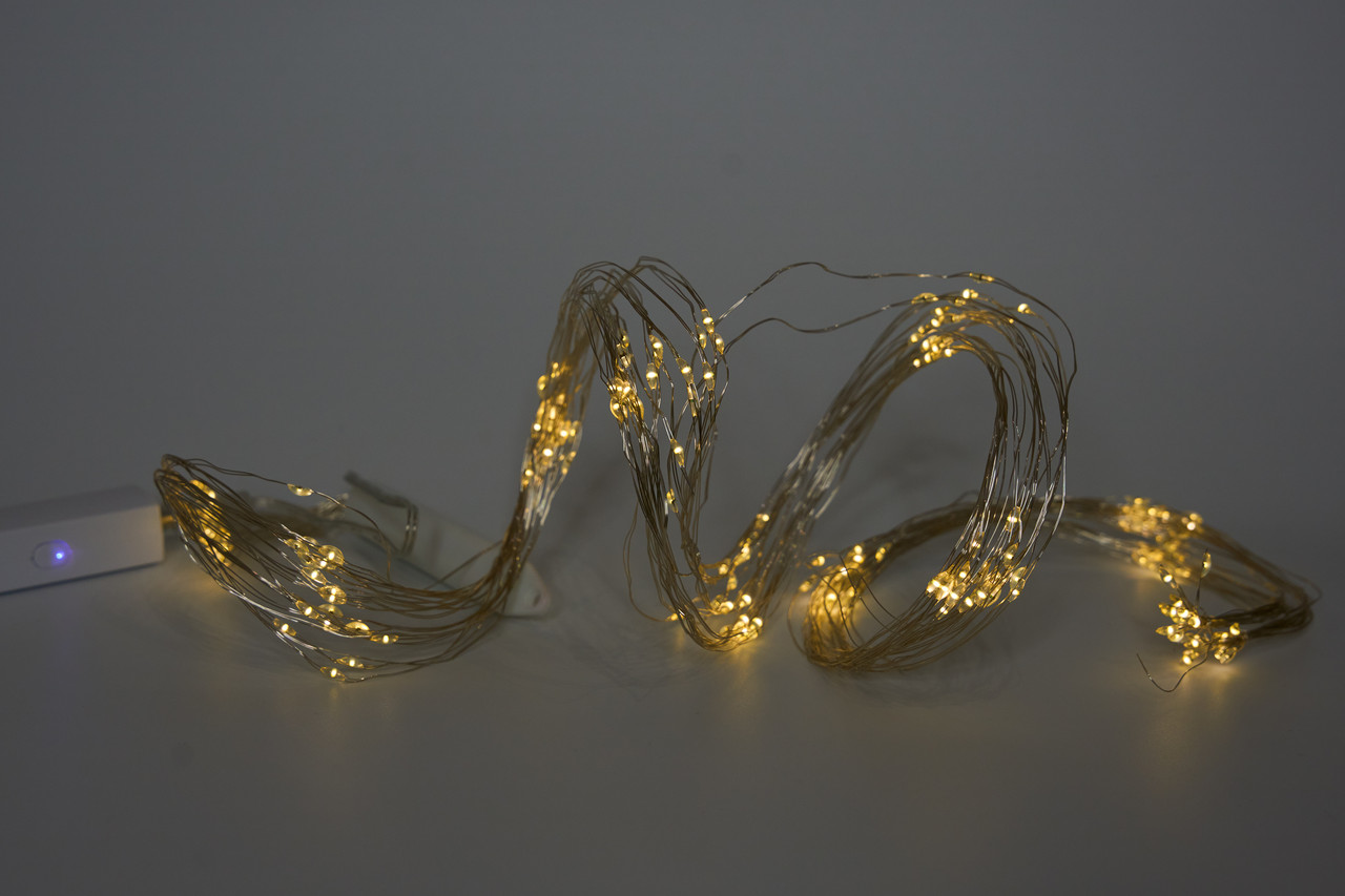 Світлодіодна гірлянда Кінський хвіст (Каскад) з павер банком, 1 м, 200 л, теплий білий, IP20 (720674), фото 1