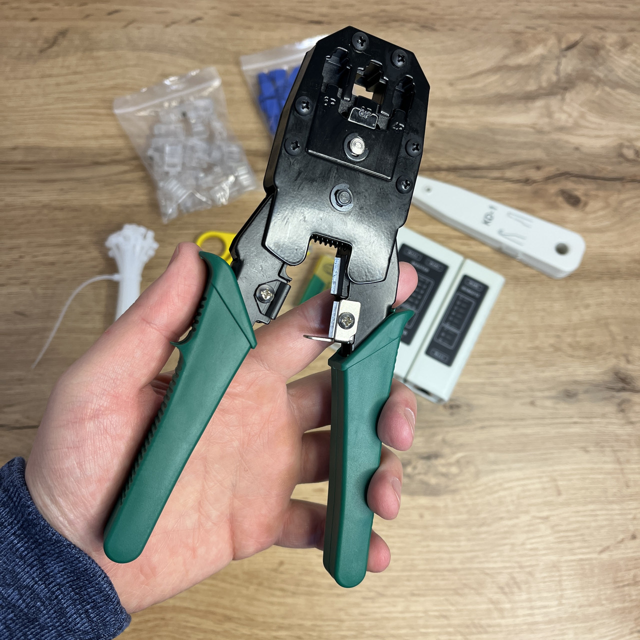 Набір інструментів для обтискання та тестування мережевих кабелів RJ45/RJ11 (20)