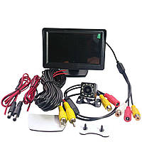 Комплект: Камера заднього виду 170° з ІЧ-підсвічуванням + Монітор 4.3" (паркувальна розмітка, 12 ІЧ LED)