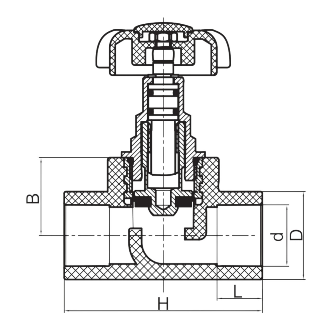 Кран вентильний для гарячої води KR