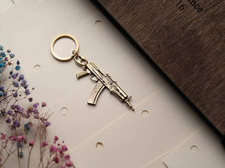 Брилок "Автомат АК". Лита металева. Колір "стара латунь".