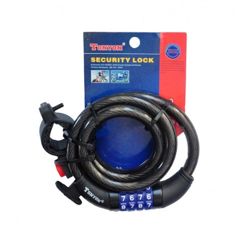 Замок велосипедний Tonyon з кріпленням кодовий 12х1000 мм (TY523), фото 1