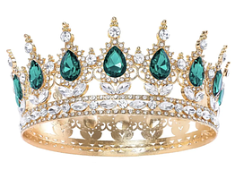 Корона на торт З зеленим камінням, золота,  5 х 12 см