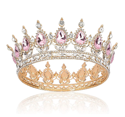 Корона на торт З рожевим камінням, золота,  5 х 12 см