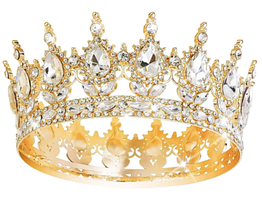 Корона на торт З білим камінням, золота,  5 х 12 см