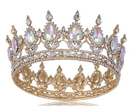Корона на торт З перламутровим камінням, золота,  5 х 12 см