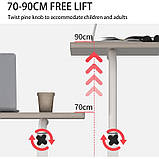 Мобільний стіл 80×40см, регулювання висоти, на колесах, білий приліжковий столик для ноутбука STL03WZ2, фото 7