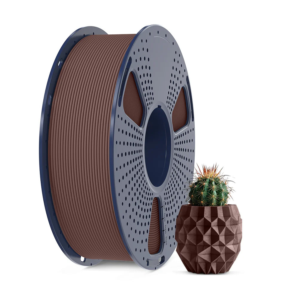 Пластик SUNLU PLA Cherry WOOD, 1.75мм, 1кг, 330м, 195-260°C, Reusable Spool v3, Вишневе Дерево, наповнений Деревиною філамент, фото 1