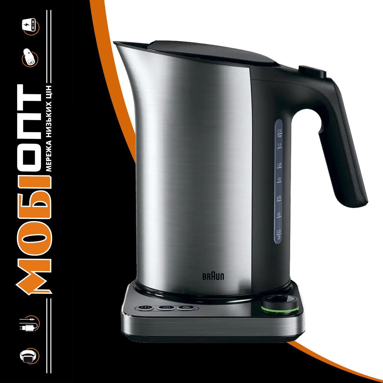 Електрочайник Braun IDCollection Water kettle WK5115BK Black/Stainless steel UA