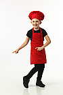 Дитячий костюм "Маленький кухар" фартух та ковпак унісекс червоний/ Карнавальний костюм для ігор та фотосесій, фото 2