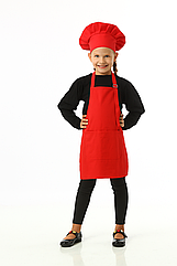 Дитячий костюм "Маленький кухар" фартух та ковпак унісекс червоний/ Карнавальний костюм для ігор та фотосесій