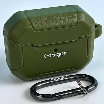 Футляр для навушників з карабіном для AirPods Pro Leather Armor Carabin Army Green