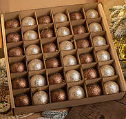 Ялинковий набір кульок іграшок куль, блискучі бежеві пластикові новорічні кульки іграшки прикраси однотонні кулі пластик на ялинку