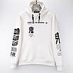 Худі Fabric of the Universe біла тепла м’яка якісна на флісі з принтом ONI YOKAI, фото 10