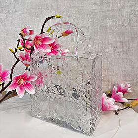 Ваза з прозорого скла у формі Сумочки 19*8*29см