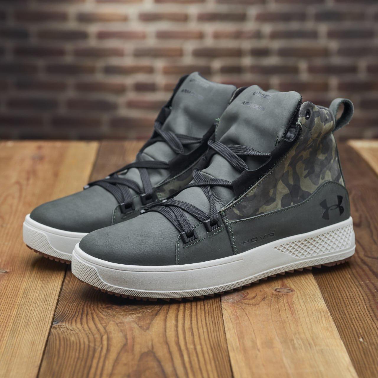 Зимові чоловічі шкіряні черевики, кросівки хакі утеплені з натуральної шкіри на хутрі на зиму для чоловіків, розмір 40-45, фото 1