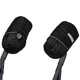 Муфта на коляску на овчині Чорна Теплі зимові рукавички для візочка з водовідштовхувальної тканини, фото 2