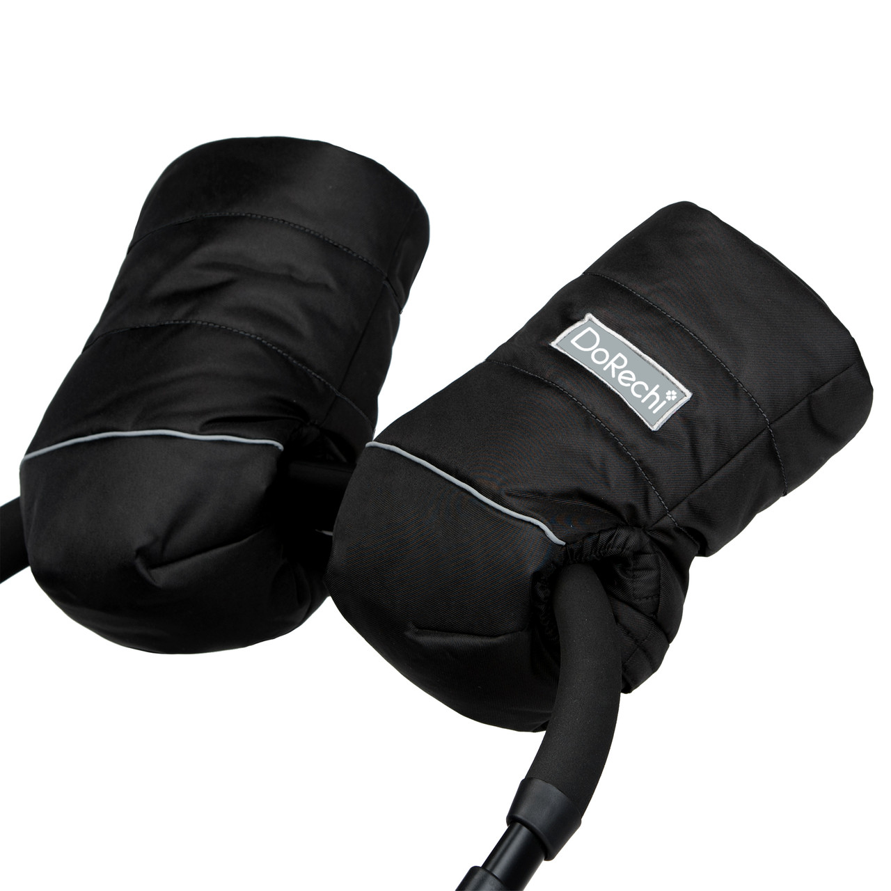 Муфта на коляску на овчині Чорна Теплі зимові рукавички для візочка з водовідштовхувальної тканини, фото 1