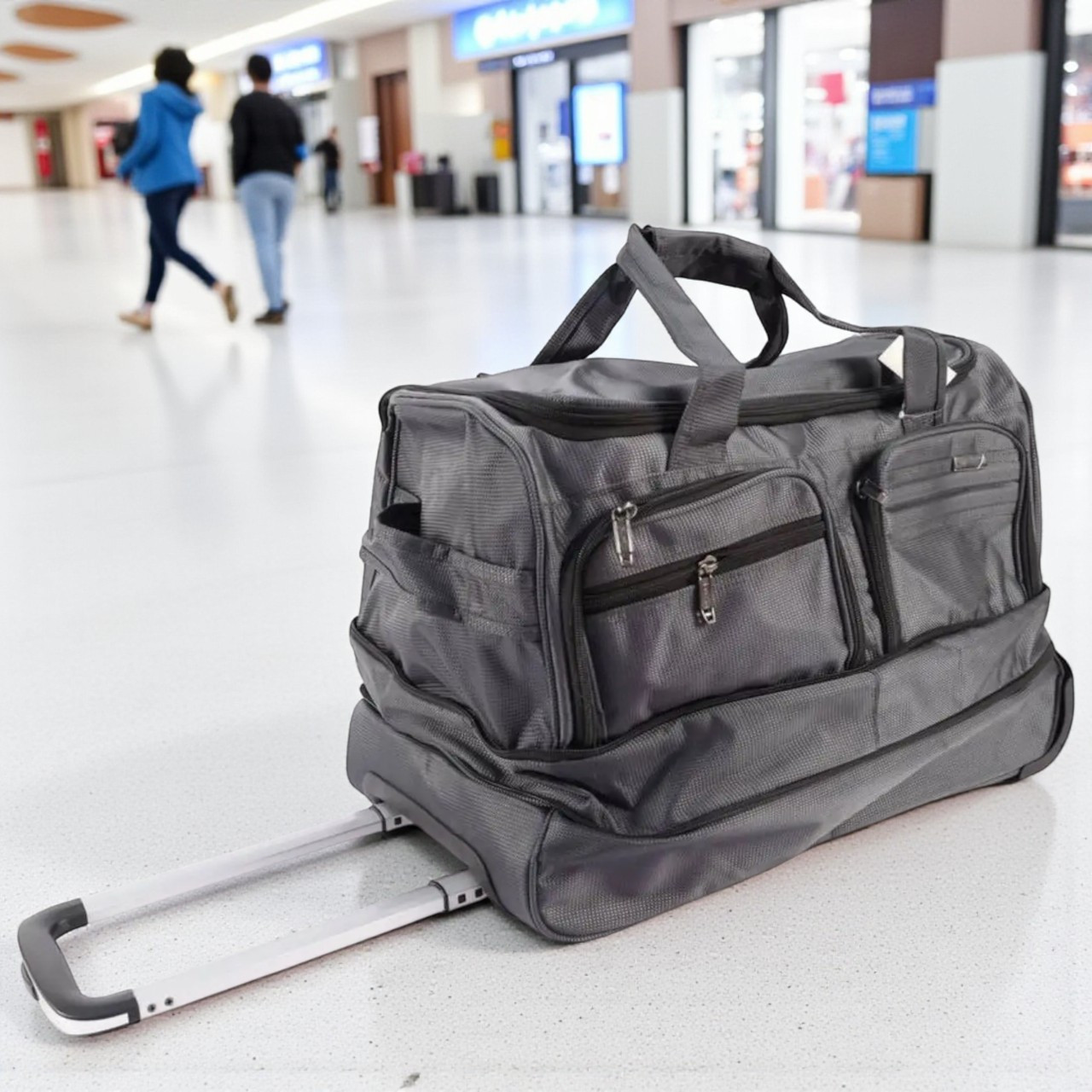 Сумка дорожня на колесах 50x30+10x28 см зручна міцна якісна дорожня сумка на колесах з розширенням, фото 1