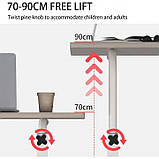 Мобільний стіл 80×40см, регулювання висоти, на колесах, приліжковий столик для ноутбука STL03WZ4 ДСП дуб Сонома, фото 6