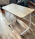 Мобільний стіл 80×40см, регулювання висоти, на колесах, приліжковий столик для ноутбука STL03WZ4 ДСП дуб Сонома, фото 7