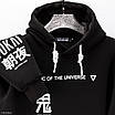 Худі Fabric of the Universe чорна тепла м’яка якісна на флісі з принтом ONI YOKAI, фото 7