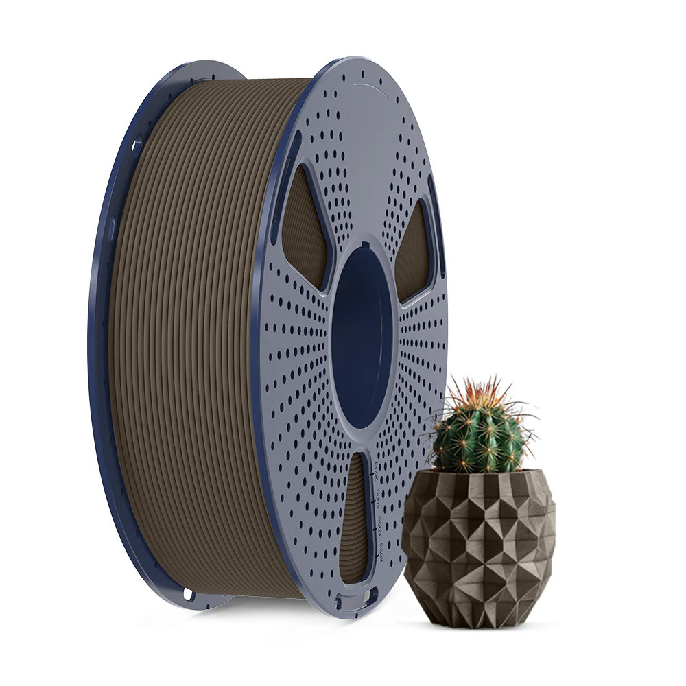 Пластик SUNLU PLA Walnut WOOD, 1.75мм, 1кг, 330м, 195-260°C, Reusable Spool v3, Горіхове Дерево, наповнений Деревиною філамент, фото 1