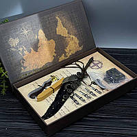 Подарунковий набір Вінтажна перова ручка в стилі стимпанк Чорна