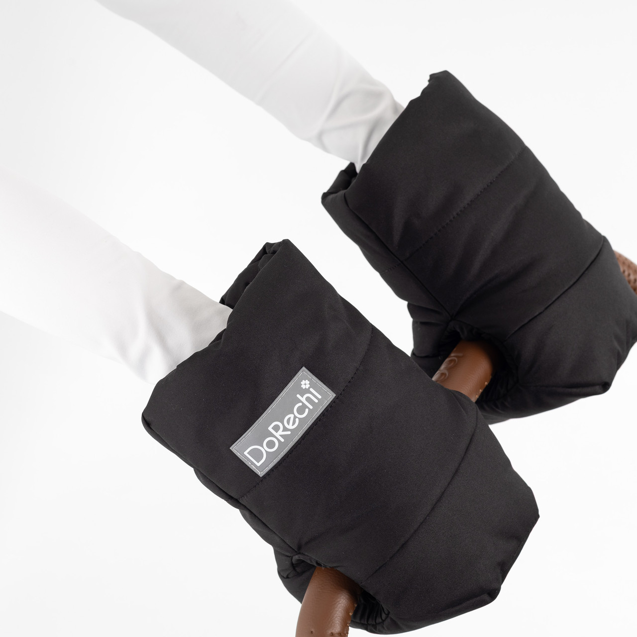 Муфта на коляску на флісі Чорна Теплі зимові рукавички для візочка з водовідштовхувальної тканини, фото 1