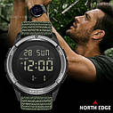 Чоловічий водостійкий армійський годинник North Edge Terrax Green (2 ремешка), фото 8