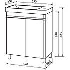 Тумба підлогова ЮВВІС Vivace ТН-1 біла глянцева з умивальником Vivace Mini 55 см, фото 3