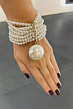 Ефектний браслет із дрібними перлами та великою перлиною, фото 5