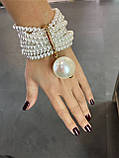 Ефектний браслет із дрібними перлами та великою перлиною, фото 2