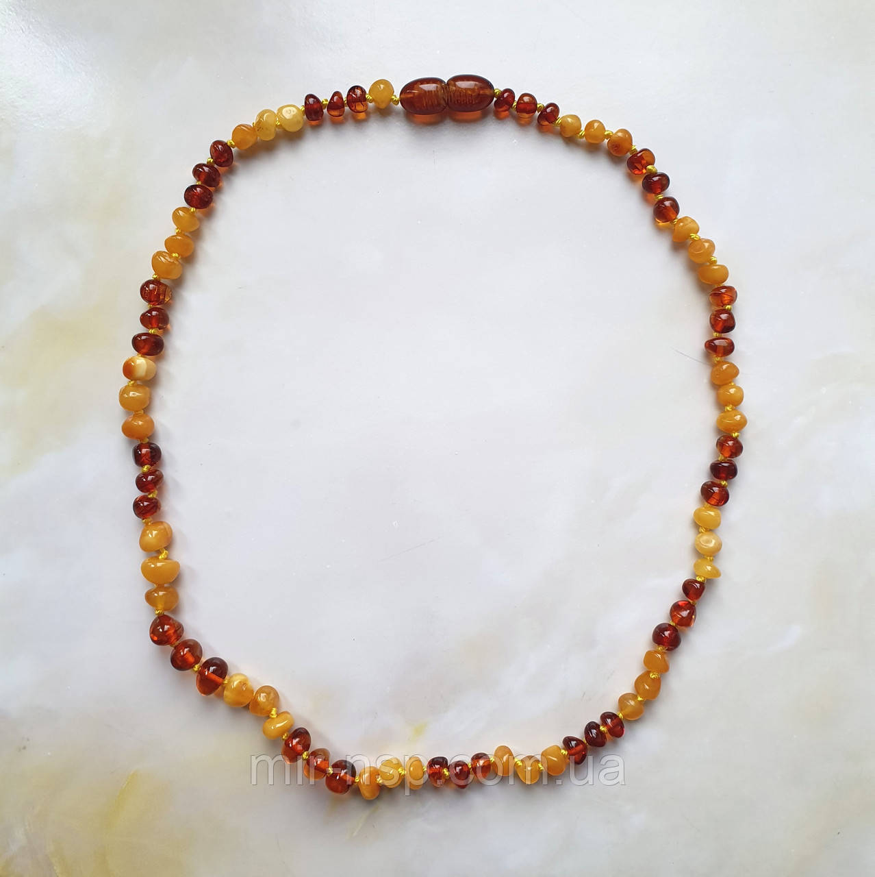 Намисто дитяче 100% натуральний цільний природний бурштин вага 6г довжина 40 см, фото 1