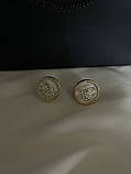 Сережки гвіздки / пусети маленькі Шанель біла емаль, позолота 18К, фото 10