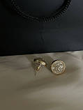 Сережки гвіздки / пусети маленькі Шанель біла емаль, позолота 18К, фото 9
