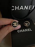 Сережки гвіздки Шанель чорні в позолоті 18К, фото 6