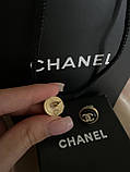 Сережки гвіздки Шанель чорні в позолоті 18К, фото 7