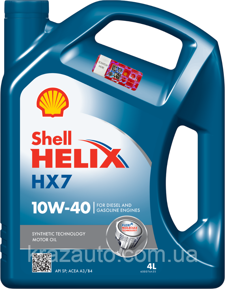 Масло моторн. SHELL Helix HX7 SAE 10W-40 (Каністра 4 л) (550053737) 4107456, фото 1