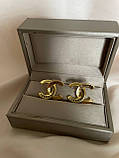 Сережки гвіздки / пусети Шанель позолота 18К, фото 2