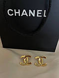 Сережки гвіздки / пусети Шанель позолота 18К, фото 4