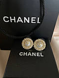 Сережки Шанель гвіздки з дрібними перлинами та цирконами, фото 9