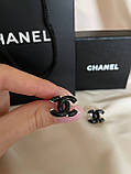 Стильні сережки гвіздки Шанель / чорні покриття золото 18К, фото 7